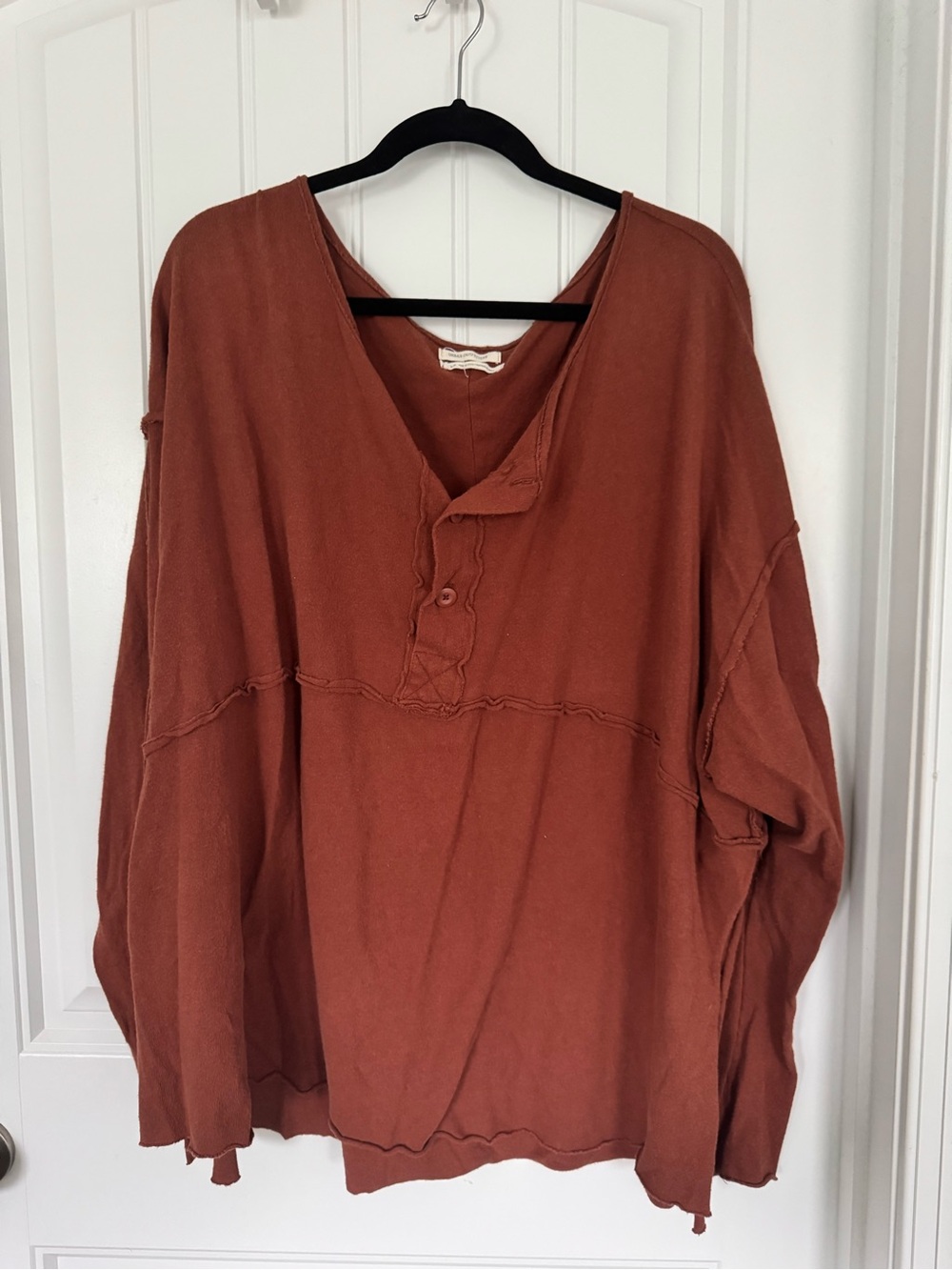 Urban Outfitters Rust Brown Long Sleeve Henley Top